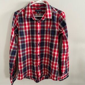 U.S. Polo Assn. Kids Red and Blue Plaid Button-Down Shirt